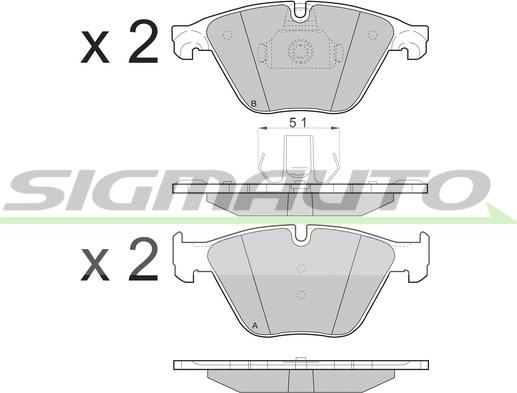 SIGMAUTO SPB500 - Тормозные колодки, дисковые, комплект autospares.lv