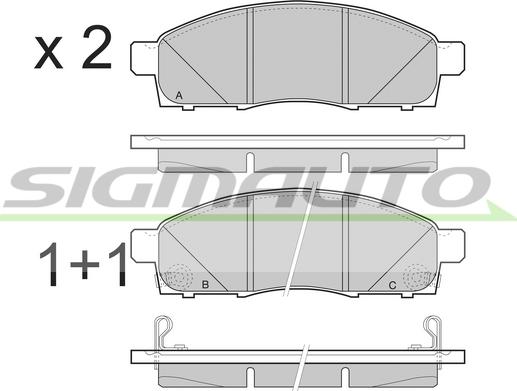 SIGMAUTO SPB501 - Тормозные колодки, дисковые, комплект autospares.lv