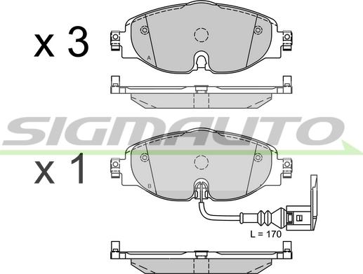 SIGMAUTO SPB516 - Тормозные колодки, дисковые, комплект autospares.lv