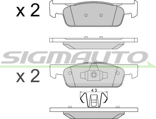 SIGMAUTO SPB512 - Тормозные колодки, дисковые, комплект autospares.lv