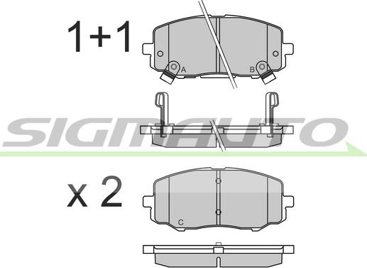 SIGMAUTO SPB583 - Тормозные колодки, дисковые, комплект autospares.lv