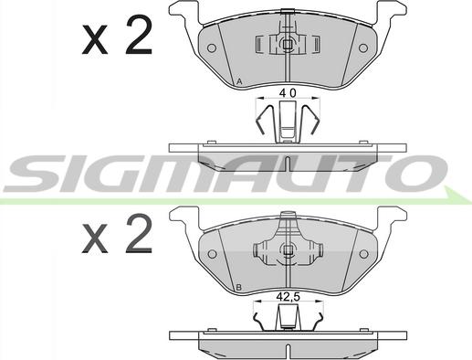 SIGMAUTO SPB587 - Тормозные колодки, дисковые, комплект autospares.lv