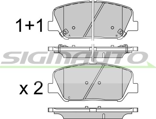 SIGMAUTO SPB530 - Тормозные колодки, дисковые, комплект autospares.lv