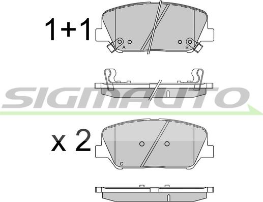 SIGMAUTO SPB531 - Тормозные колодки, дисковые, комплект autospares.lv