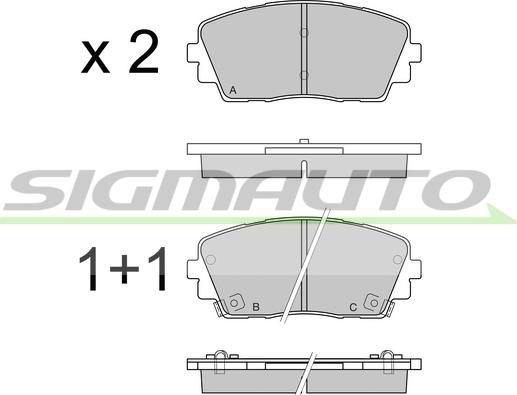 SIGMAUTO SPB532 - Тормозные колодки, дисковые, комплект autospares.lv