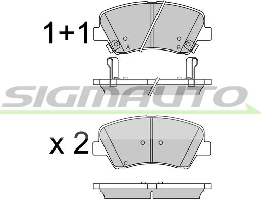 SIGMAUTO SPB529 - Тормозные колодки, дисковые, комплект autospares.lv