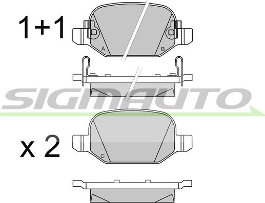 SIGMAUTO SPB524 - Тормозные колодки, дисковые, комплект autospares.lv