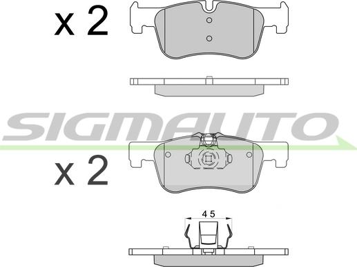 SIGMAUTO SPB520 - Тормозные колодки, дисковые, комплект autospares.lv