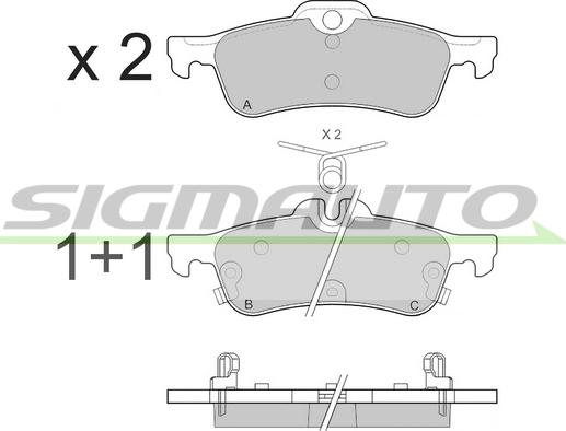 SIGMAUTO SPB528 - Тормозные колодки, дисковые, комплект autospares.lv