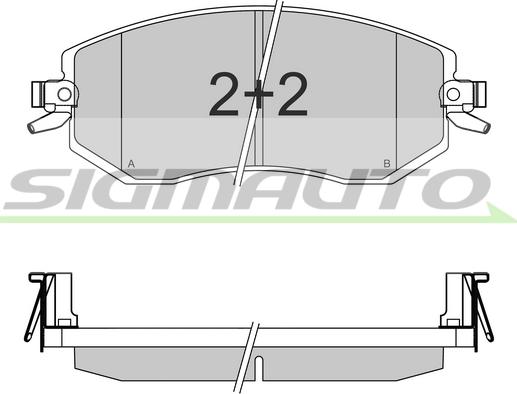 SIGMAUTO SPB570 - Тормозные колодки, дисковые, комплект autospares.lv