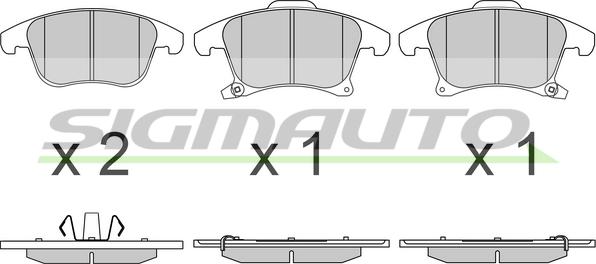 SIGMAUTO SPB655 - Тормозные колодки, дисковые, комплект autospares.lv