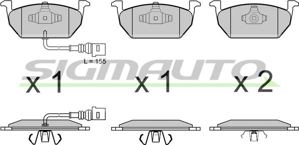 SIGMAUTO SPB631 - Тормозные колодки, дисковые, комплект autospares.lv