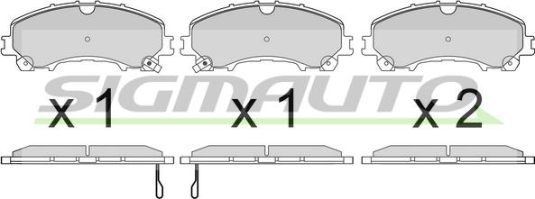 SIGMAUTO SPB638 - Тормозные колодки, дисковые, комплект autospares.lv