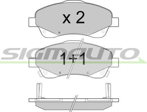 SIGMAUTO SPB094 - Тормозные колодки, дисковые, комплект autospares.lv