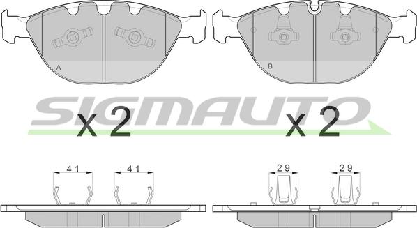 SIGMAUTO SPB095 - Тормозные колодки, дисковые, комплект autospares.lv