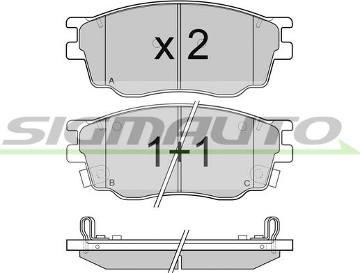 SIGMAUTO SPB092 - Тормозные колодки, дисковые, комплект autospares.lv