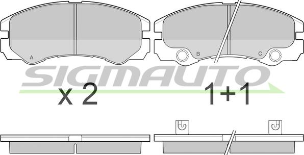 SIGMAUTO SPB052 - Тормозные колодки, дисковые, комплект autospares.lv