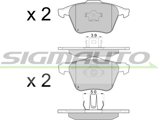 SIGMAUTO SPB062 - Тормозные колодки, дисковые, комплект autospares.lv