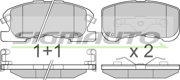 SIGMAUTO SPB018 - Тормозные колодки, дисковые, комплект autospares.lv