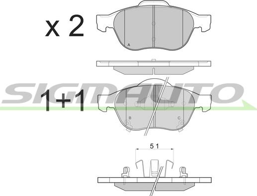 SIGMAUTO SPB085 - Тормозные колодки, дисковые, комплект autospares.lv