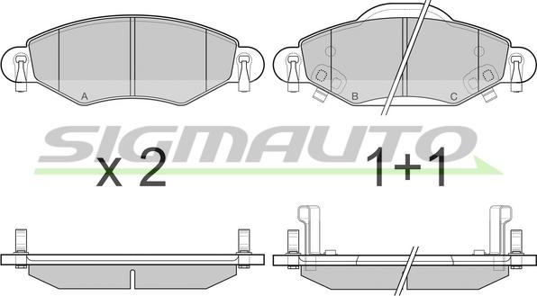 SIGMAUTO SPB082 - Тормозные колодки, дисковые, комплект autospares.lv