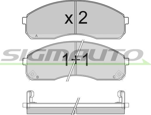 SIGMAUTO SPB039 - Тормозные колодки, дисковые, комплект autospares.lv