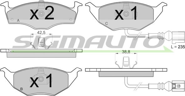 SIGMAUTO SPB031 - Тормозные колодки, дисковые, комплект autospares.lv