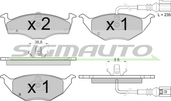 SIGMAUTO SPB032 - Тормозные колодки, дисковые, комплект autospares.lv