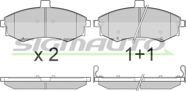 SIGMAUTO SPB079 - Тормозные колодки, дисковые, комплект autospares.lv