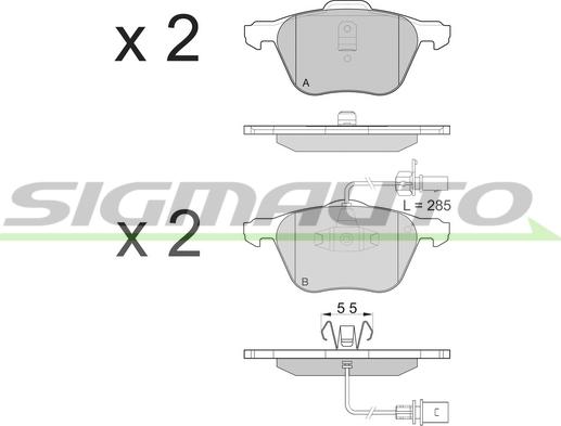 SIGMAUTO SPB076 - Тормозные колодки, дисковые, комплект autospares.lv