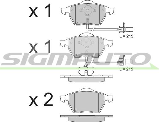 SIGMAUTO SPB071 - Тормозные колодки, дисковые, комплект autospares.lv