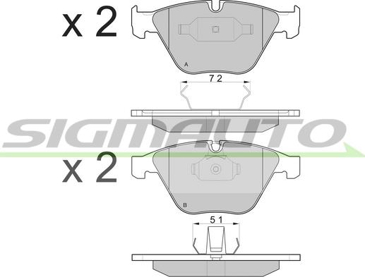 SIGMAUTO SPB073 - Тормозные колодки, дисковые, комплект autospares.lv