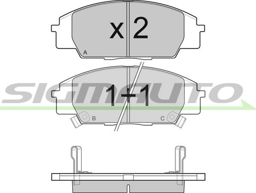 SIGMAUTO SPB077 - Тормозные колодки, дисковые, комплект autospares.lv