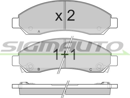 SIGMAUTO SPB199 - Тормозные колодки, дисковые, комплект autospares.lv