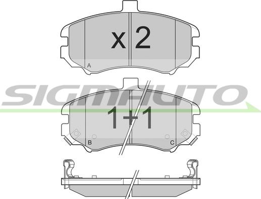 SIGMAUTO SPB197 - Тормозные колодки, дисковые, комплект autospares.lv