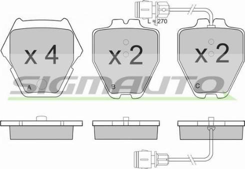 SIGMAUTO SPB149 - Тормозные колодки, дисковые, комплект autospares.lv