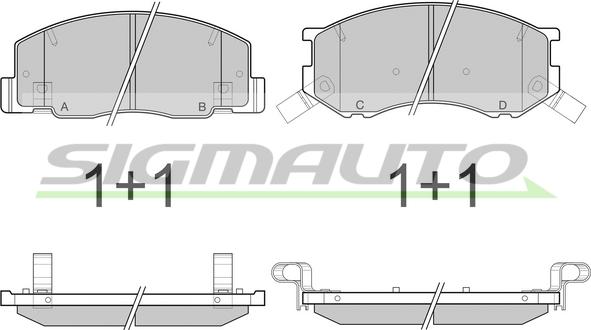 SIGMAUTO SPB144 - Тормозные колодки, дисковые, комплект autospares.lv