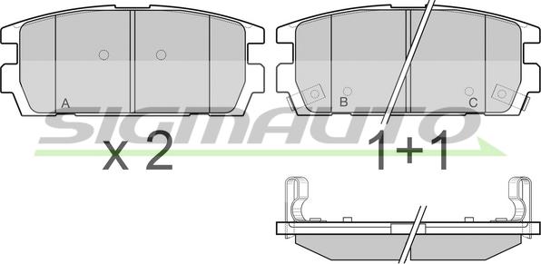 SIGMAUTO SPB143 - Тормозные колодки, дисковые, комплект autospares.lv