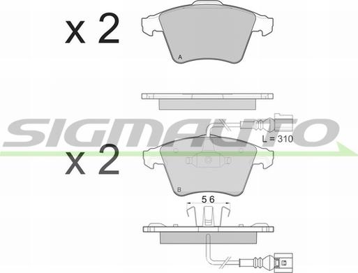 SIGMAUTO SPB142 - Тормозные колодки, дисковые, комплект autospares.lv