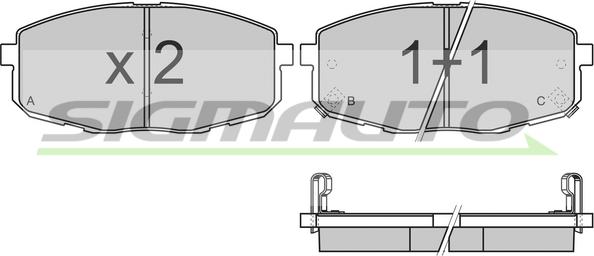 SIGMAUTO SPB147 - Тормозные колодки, дисковые, комплект autospares.lv