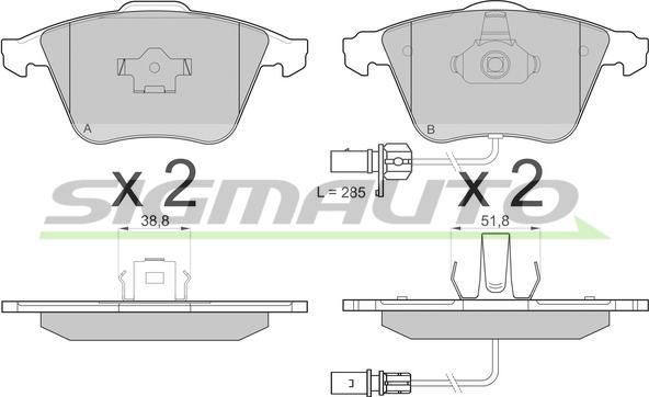 SIGMAUTO SPB150 - Тормозные колодки, дисковые, комплект autospares.lv