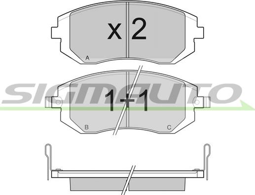 SIGMAUTO SPB158 - Тормозные колодки, дисковые, комплект autospares.lv