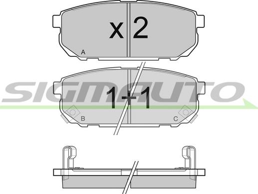 SIGMAUTO SPB105 - Тормозные колодки, дисковые, комплект autospares.lv