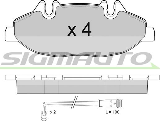 SIGMAUTO SPB100 - Тормозные колодки, дисковые, комплект autospares.lv