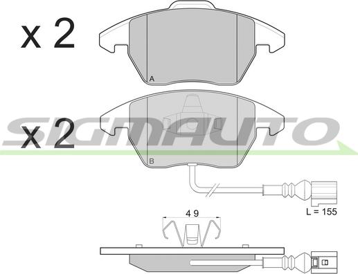 SIGMAUTO SPB103 - Тормозные колодки, дисковые, комплект autospares.lv