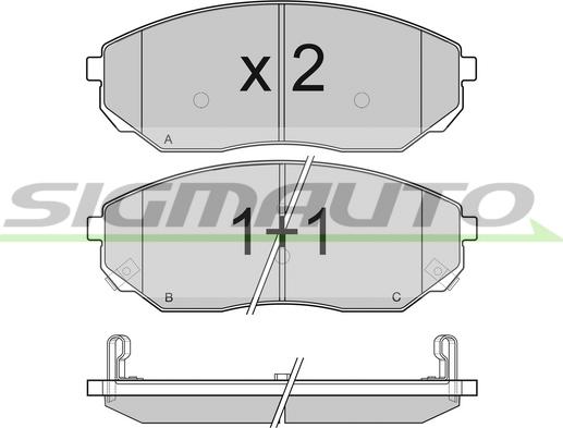 SIGMAUTO SPB116 - Тормозные колодки, дисковые, комплект autospares.lv