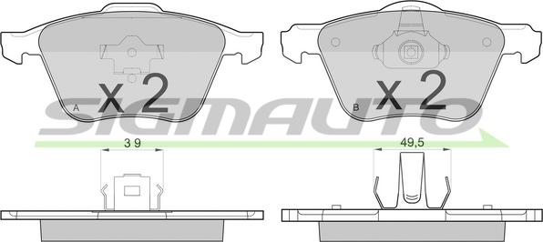 SIGMAUTO SPB187 - Тормозные колодки, дисковые, комплект autospares.lv