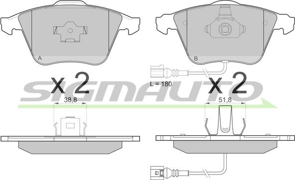 SIGMAUTO SPB136 - Тормозные колодки, дисковые, комплект autospares.lv