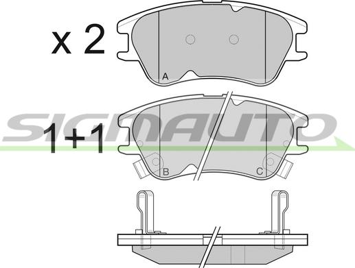 SIGMAUTO SPB138 - Тормозные колодки, дисковые, комплект autospares.lv