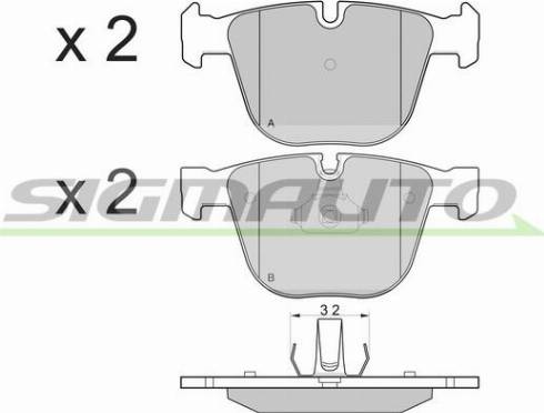 SIGMAUTO SPB129 - Тормозные колодки, дисковые, комплект autospares.lv